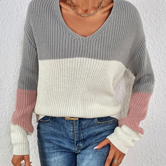 Twisted Knot Color Blocked Knit Sweater Size Large - Picture 11 of 12